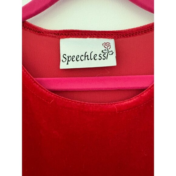 Girls Velvet Long Sleeve Red Dress With Flower Accent By‎ Speechless Size 6X - Picture 3 of 7